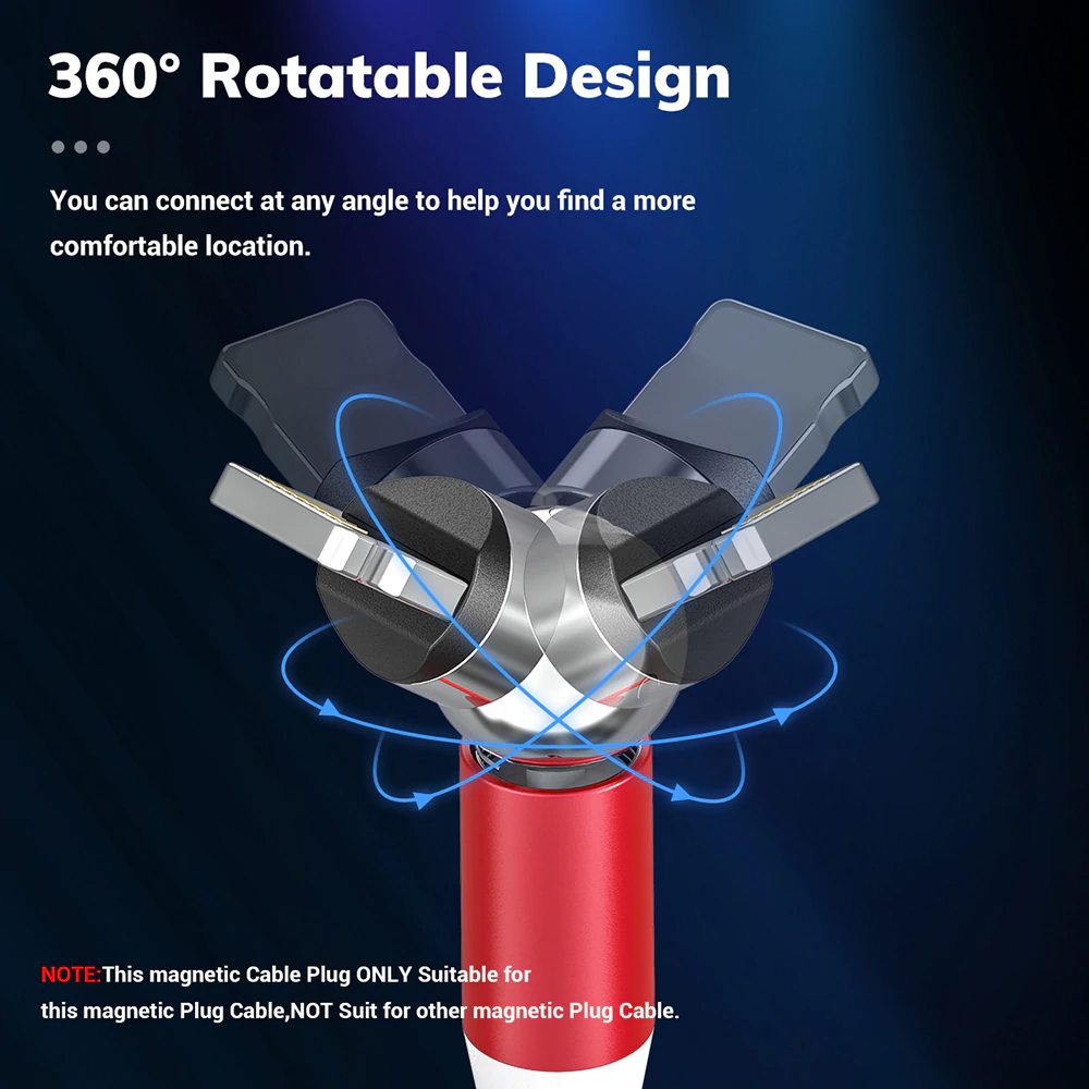 360 degree Rotate LED Magnetic Charger Cable