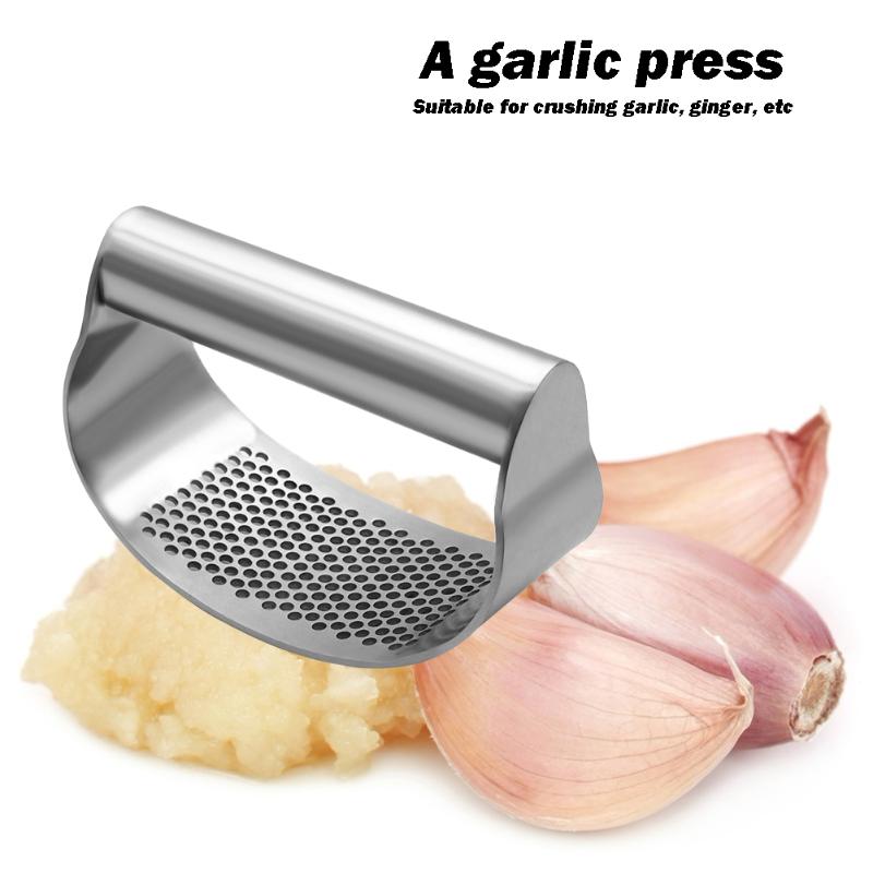 Multifunction Stainless Steel Curved Garlic Press